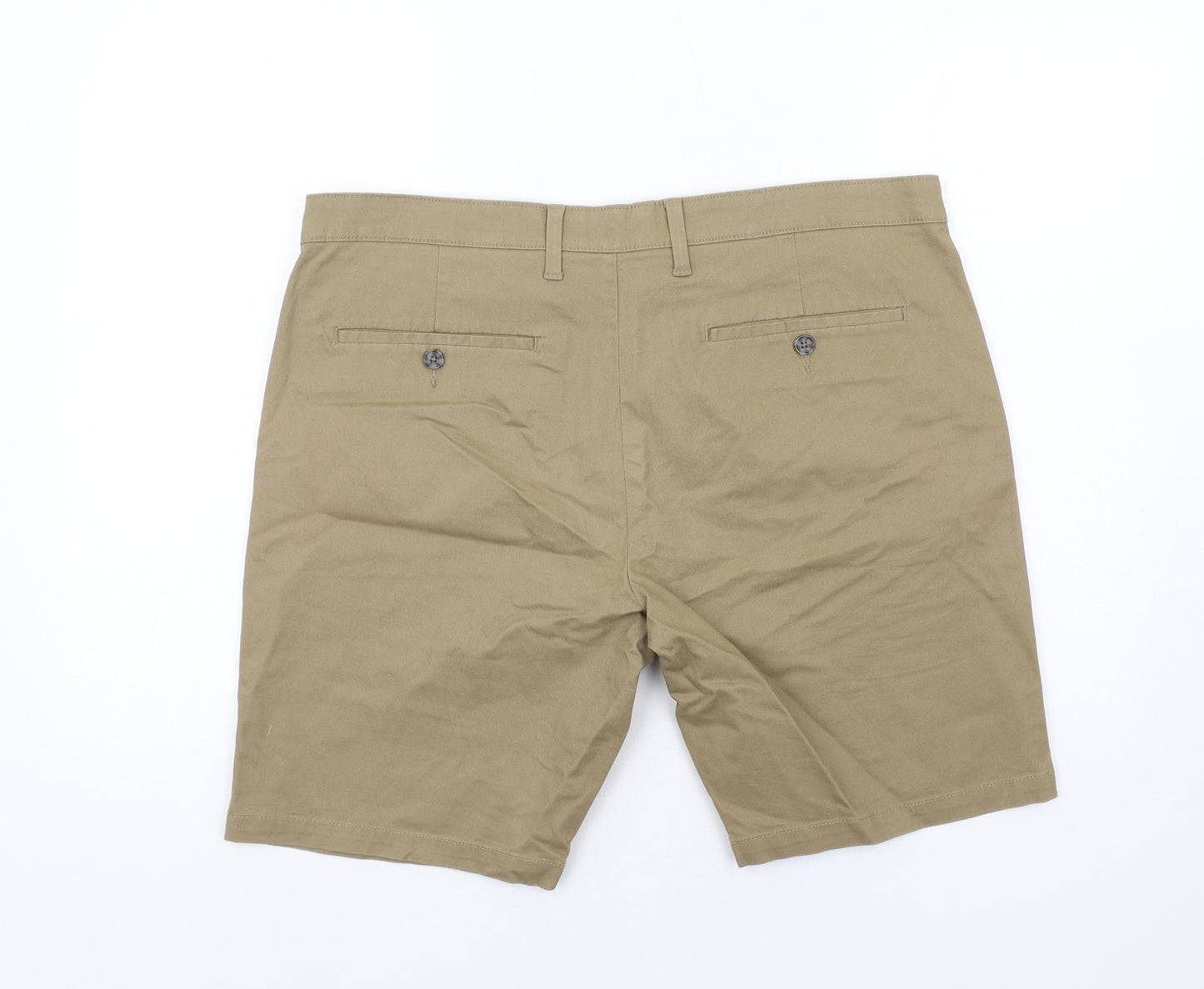 Marks and Spencer Mens Brown Cotton Bermuda Shorts Size 38 in L10 in Regular Zip