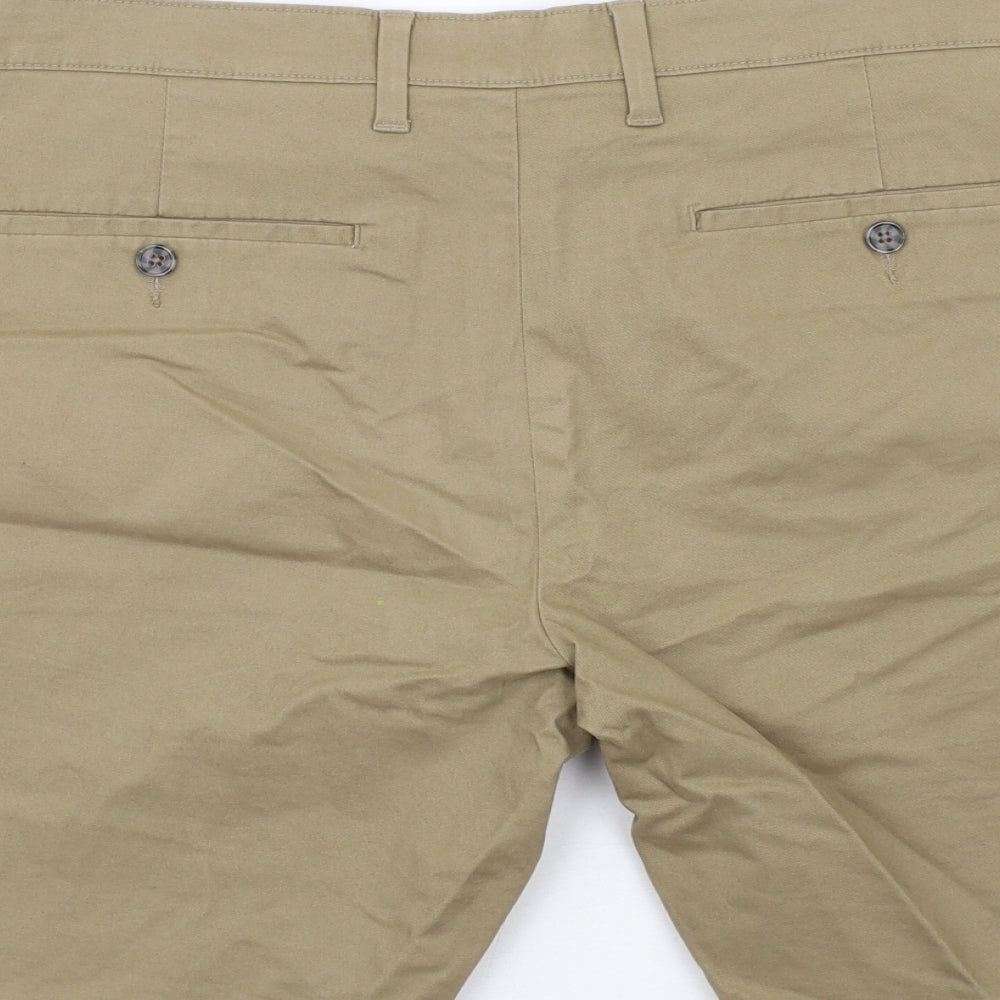 Marks and Spencer Mens Brown Cotton Bermuda Shorts Size 38 in L10 in Regular Zip