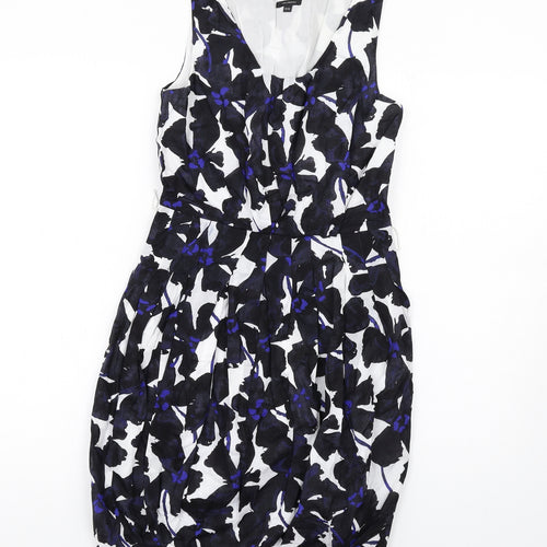 Full Circle Womens Multicoloured Geometric Cotton Pencil Dress Size 8 Scoop Neck Zip