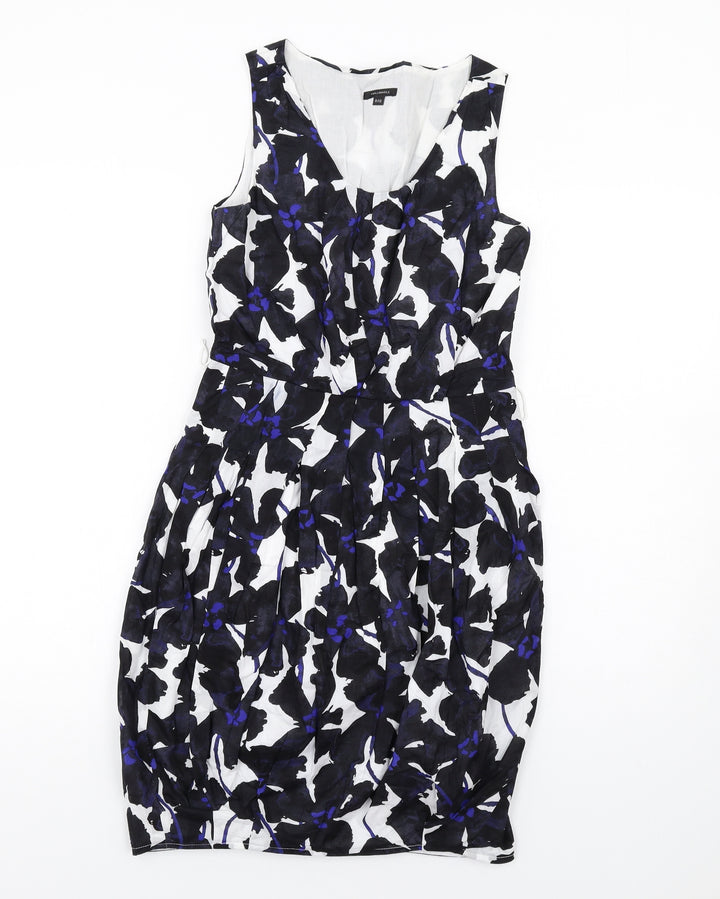 Full Circle Womens Multicoloured Geometric Cotton Pencil Dress Size 8 Scoop Neck Zip