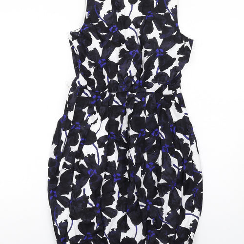 Full Circle Womens Multicoloured Geometric Cotton Pencil Dress Size 8 Scoop Neck Zip