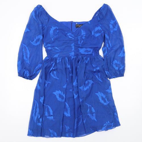 Little Mistress Womens Blue Polyester Fit & Flare Size 6 Sweetheart Zip