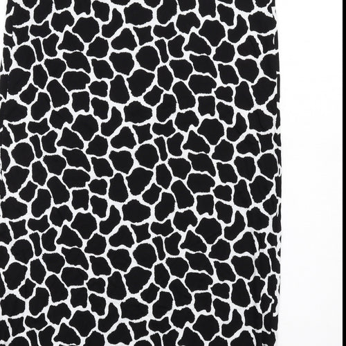 Marks and Spencer Womens Black Animal Print Viscose Tank Dress Size M Scoop Neck Pullover