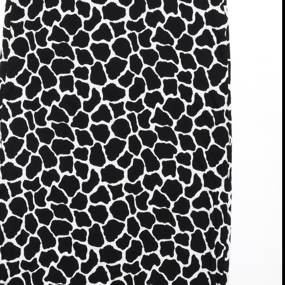 Marks and Spencer Womens Black Animal Print Viscose Tank Dress Size M Scoop Neck Pullover