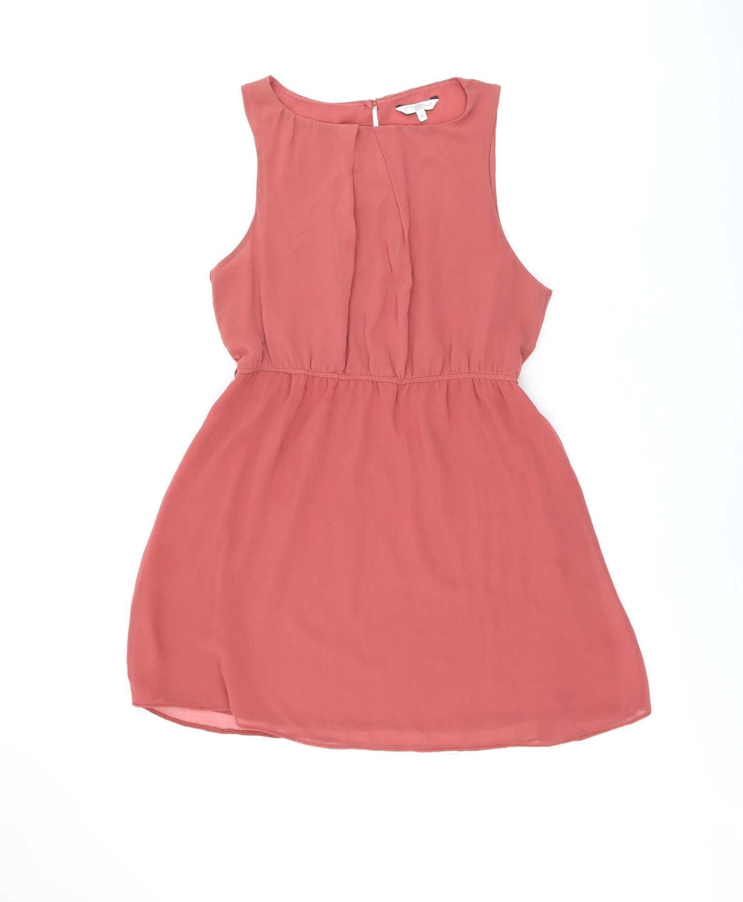 New Look Womens Red Polyester Skater Dress Size 14 Boat Neck Pullover