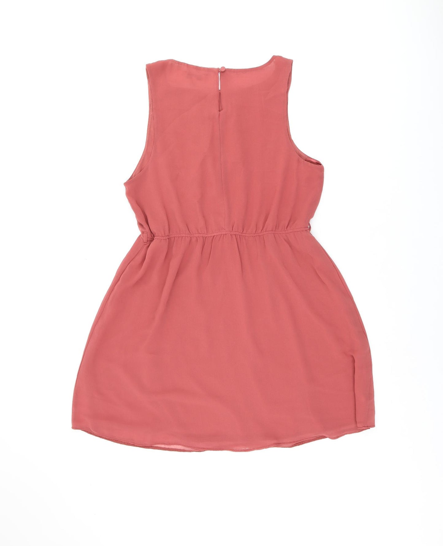 New Look Womens Red Polyester Skater Dress Size 14 Boat Neck Pullover