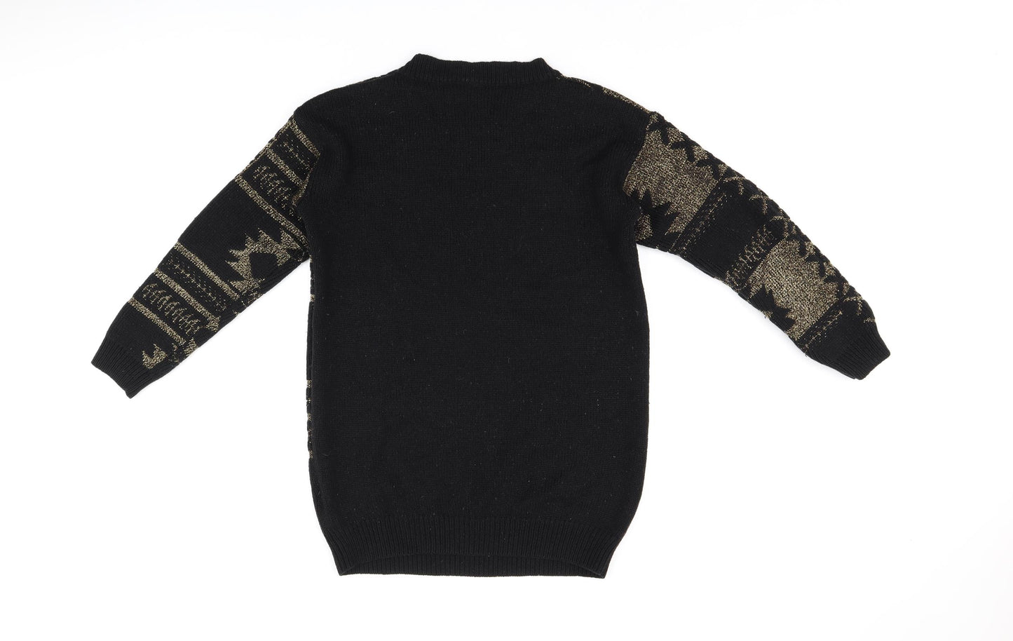Sparkle & Fade Womens Black Round Neck Geometric Acrylic Pullover Jumper Size S