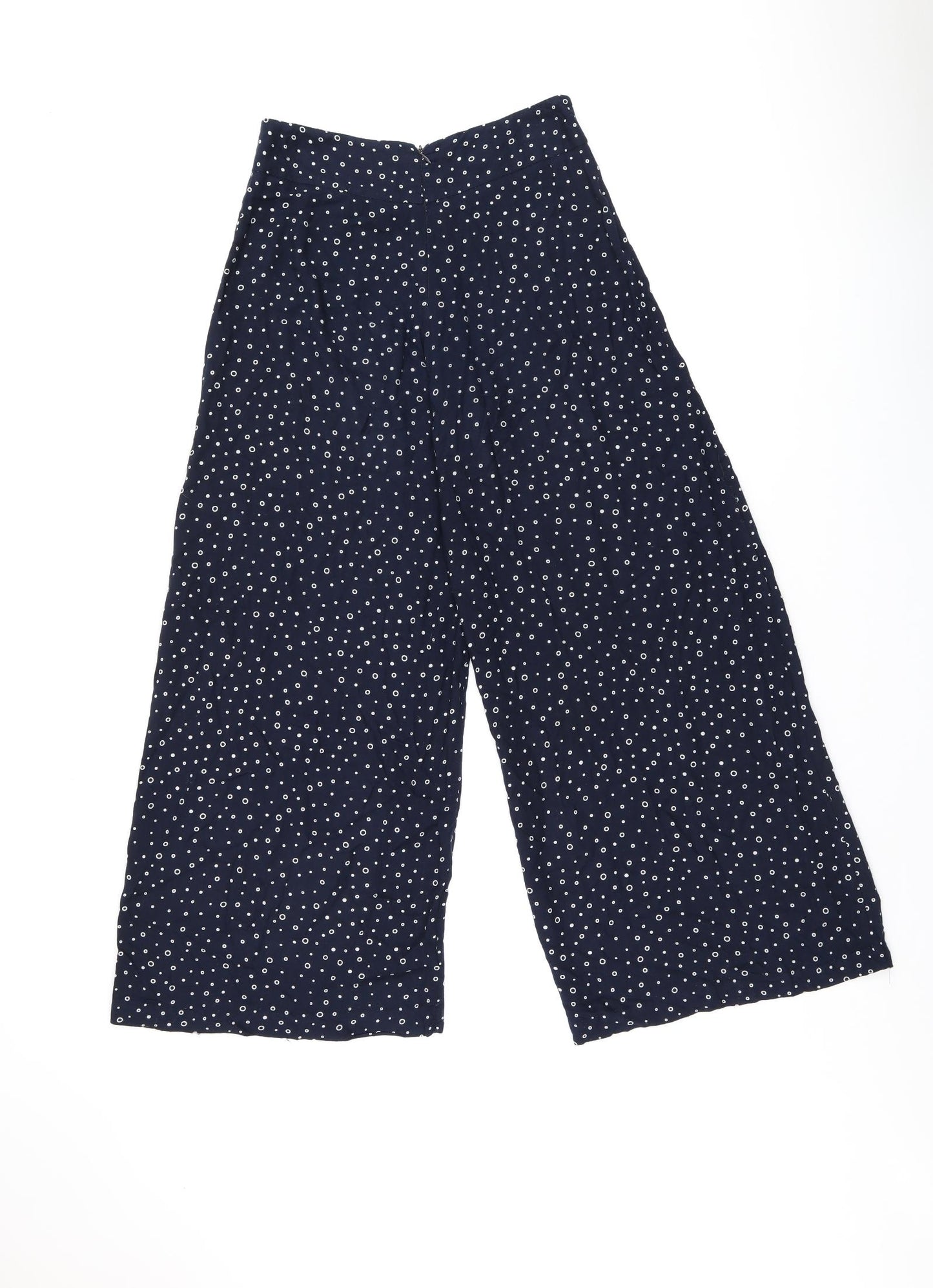 New Look Womens Blue Polka Dot Polyester Trousers Size 8 L26.5 in Regular Zip