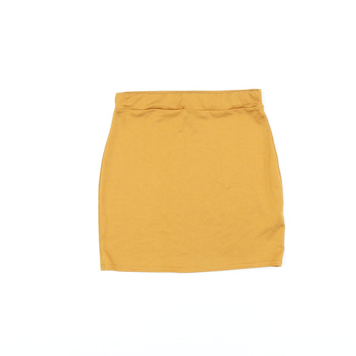 PRETTYLITTLETHING Womens Yellow Polyester Bandage Skirt Size 8