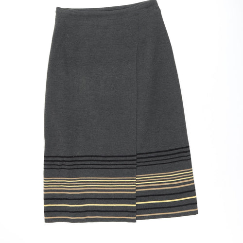 CC Womens Grey Striped Acrylic A-Line Skirt Size L