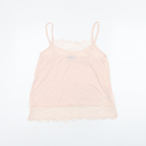 R Edition Womens Pink Polyester Camisole Tank Size 10 Scoop Neck - Size 10-12, Lace Detail, Sheer
