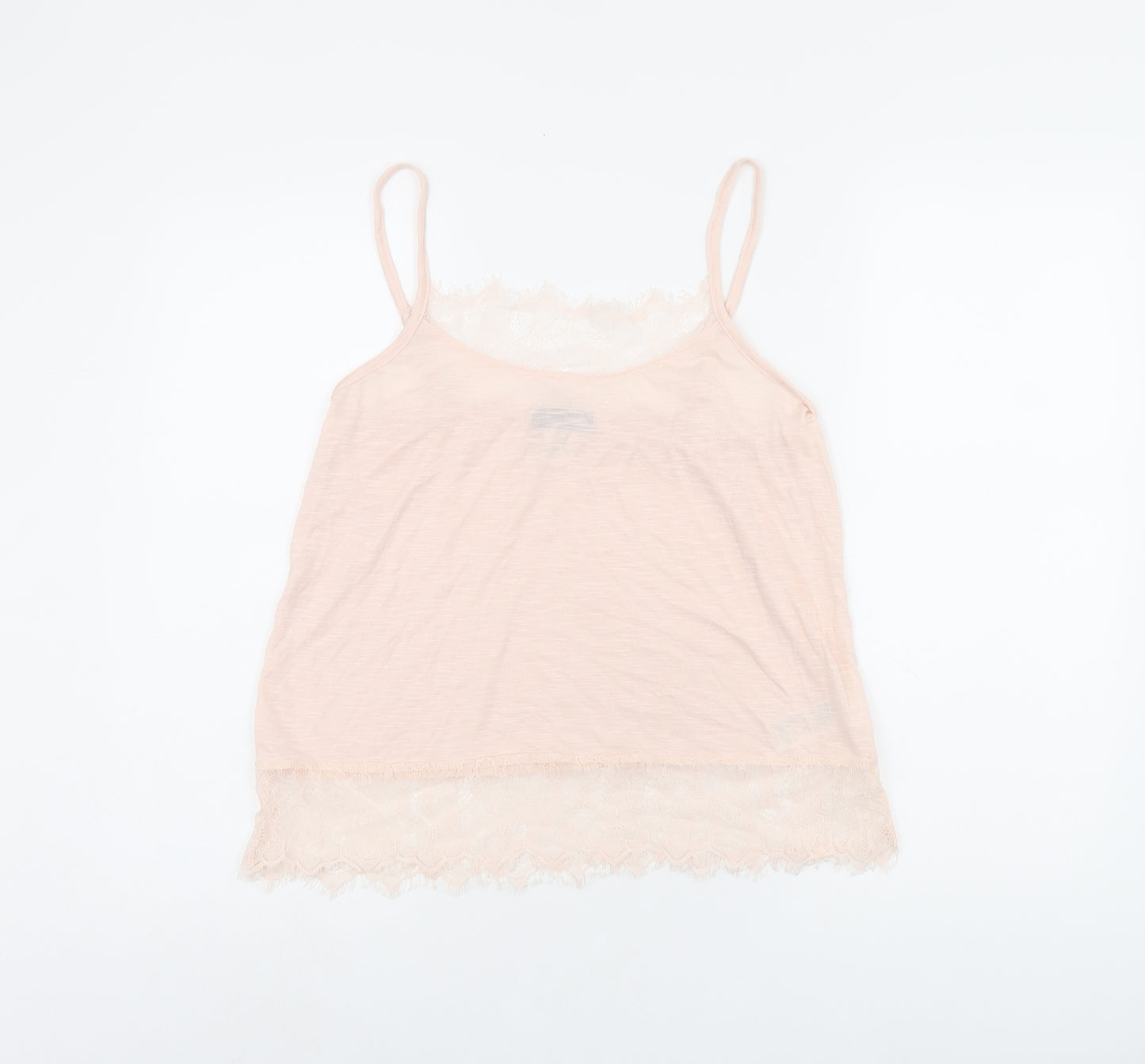 R Edition Womens Pink Polyester Camisole Tank Size 10 Scoop Neck - Size 10-12, Lace Detail, Sheer