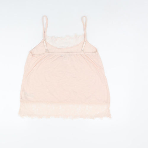 R Edition Womens Pink Polyester Camisole Tank Size 10 Scoop Neck - Size 10-12, Lace Detail, Sheer