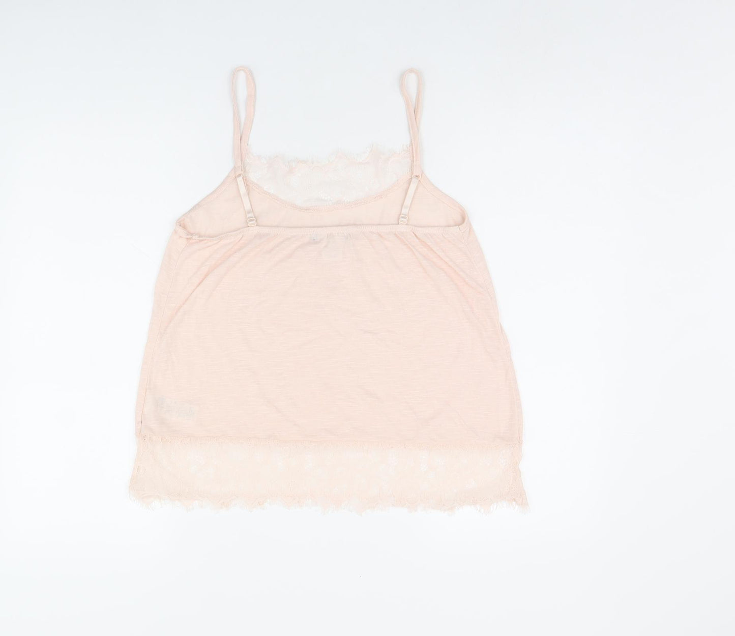 R Edition Womens Pink Polyester Camisole Tank Size 10 Scoop Neck - Size 10-12, Lace Detail, Sheer