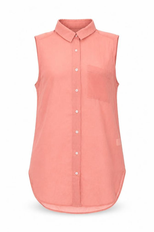 Front view of Glamorous women’s pink polyester basic button-up, size UK 10, collared - sheer