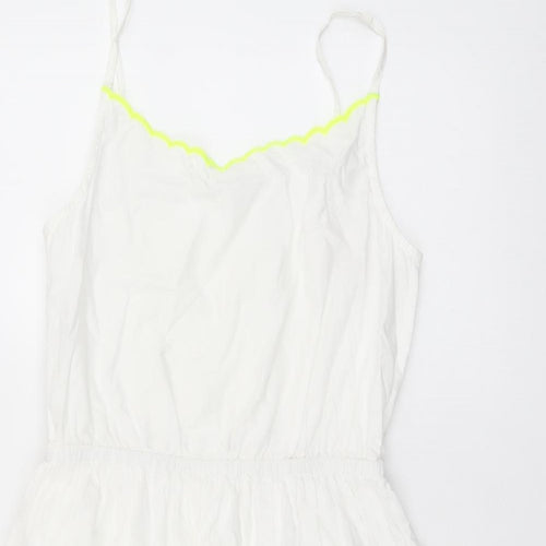 Johnnie b Girls White Cotton Tank Dress Size 13-14 Years Scoop Neck Pullover - Broderie Anglaise