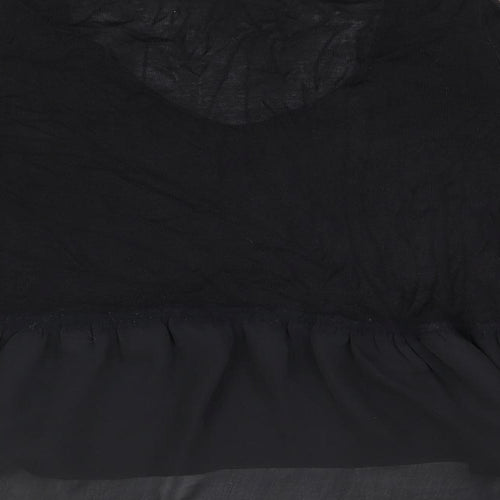 French Connection Womens Black Polyester Basic T-Shirt Size S V-Neck