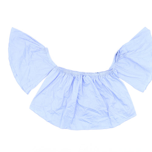 IVIVI Womens Blue Cotton Cropped T-Shirt Size M Off the Shoulder