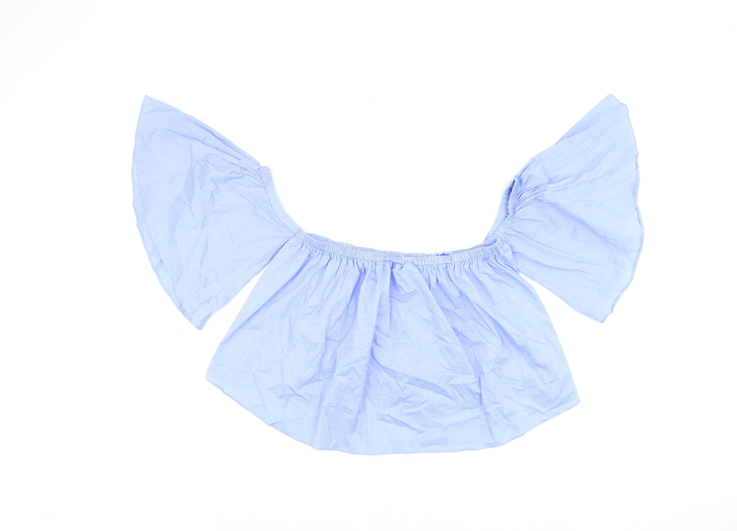 IVIVI Womens Blue Cotton Cropped T-Shirt Size M Off the Shoulder