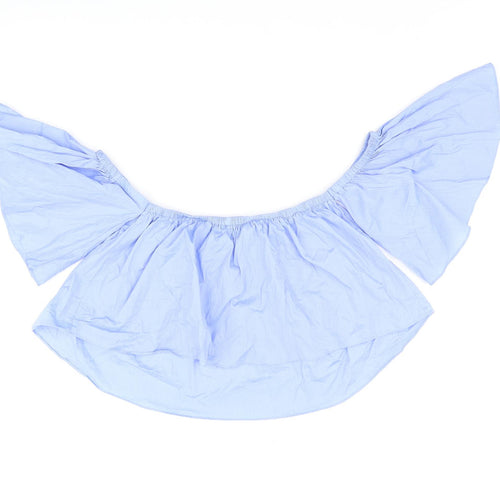 IVIVI Womens Blue Cotton Cropped T-Shirt Size M Off the Shoulder
