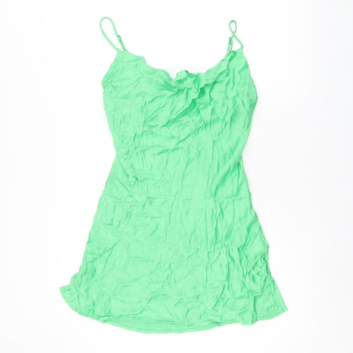 Bershka Womens Green Viscose Mini Size L Cowl Neck Pullover