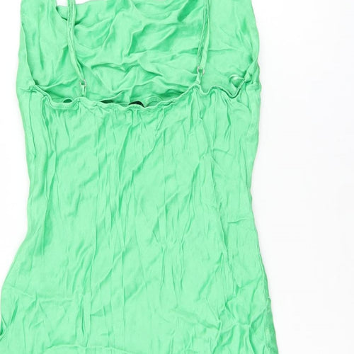Bershka Womens Green Viscose Mini Size L Cowl Neck Pullover