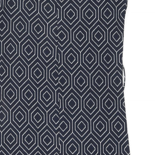 NEXT Womens Blue Geometric Polyester Shift Size 10 Square Neck Pullover
