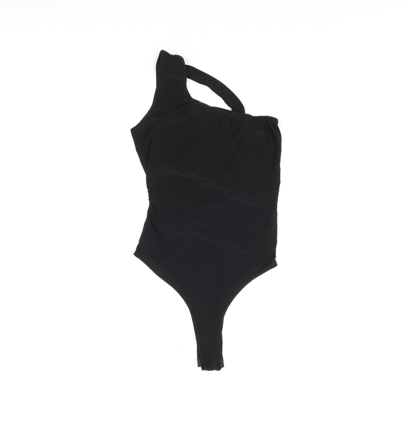 PRETTYLITTLETHING Womens Black Polyester Bodysuit One-Piece Size 8 Snap - Cut Out Detail