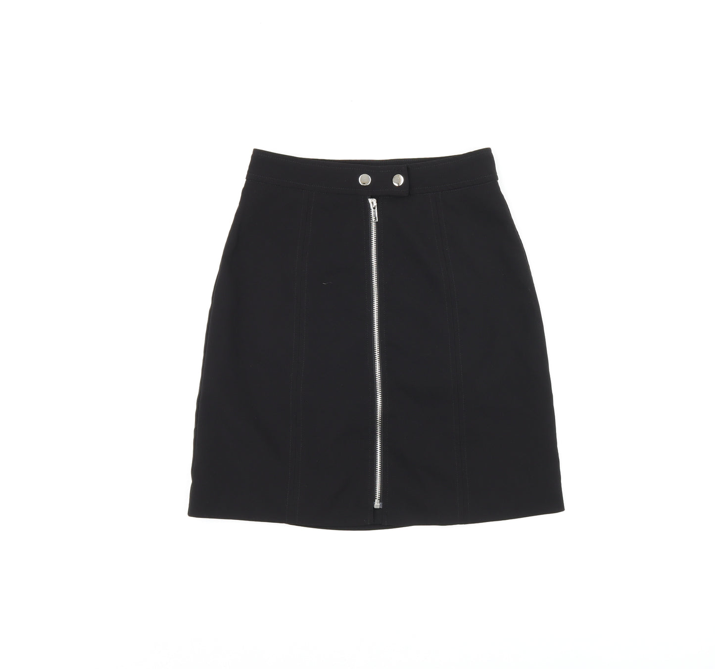 Warehouse Womens Black Polyester A-Line Skirt Size 6 Zip