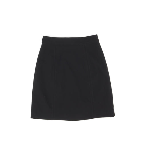 Warehouse Womens Black Polyester A-Line Skirt Size 6 Zip