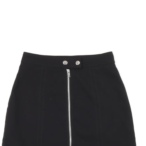Warehouse Womens Black Polyester A-Line Skirt Size 6 Zip