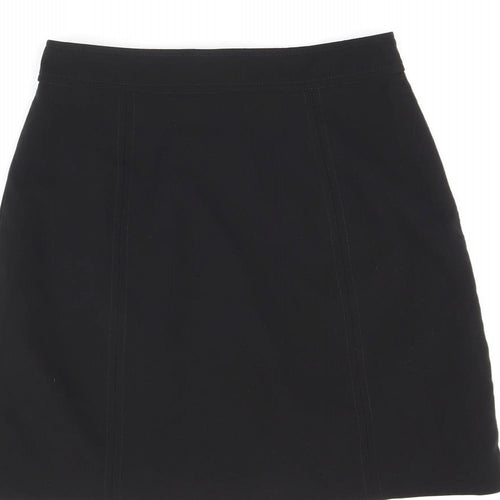 Warehouse Womens Black Polyester A-Line Skirt Size 6 Zip