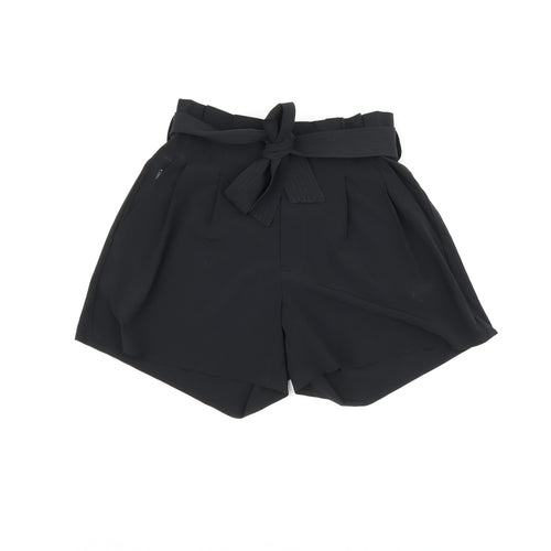 Oathleta Womens Black Polyester Paperbag Shorts Size 6 L4 in Regular Zip - Belted
