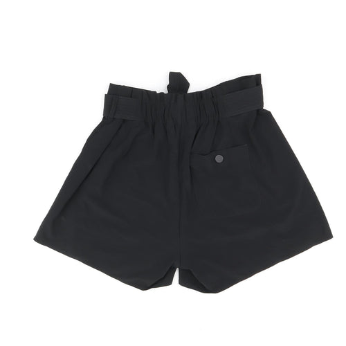 Oathleta Womens Black Polyester Paperbag Shorts Size 6 L4 in Regular Zip - Belted