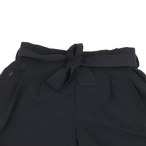 Oathleta Womens Black Polyester Paperbag Shorts Size 6 L4 in Regular Zip - Belted