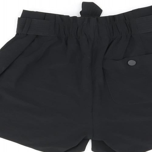 Oathleta Womens Black Polyester Paperbag Shorts Size 6 L4 in Regular Zip - Belted