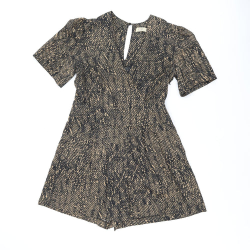 Love Label Womens Brown Geometric Polyester Playsuit One-Piece Size 12 Zip