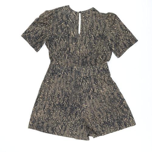 Love Label Womens Brown Geometric Polyester Playsuit One-Piece Size 12 Zip