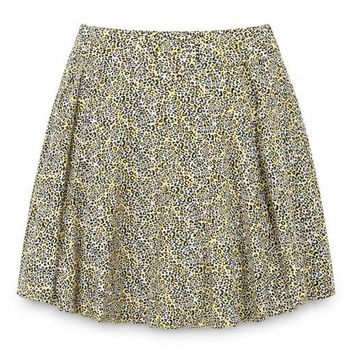 Topshop Womens Yellow Animal Print Polyester Skater Skirt Size 8 Buckle - Leopard Print, Belted