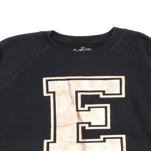 On The Rise Womens Black Cotton Pullover Sweatshirt Size S Pullover