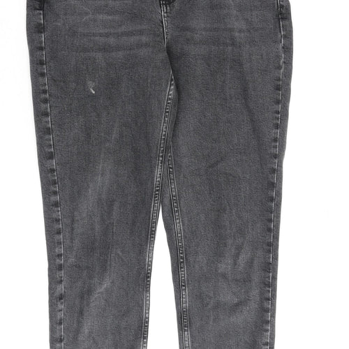 Topshop Womens Grey Cotton Mom Jeans Size 26 in L30 in Regular Zip