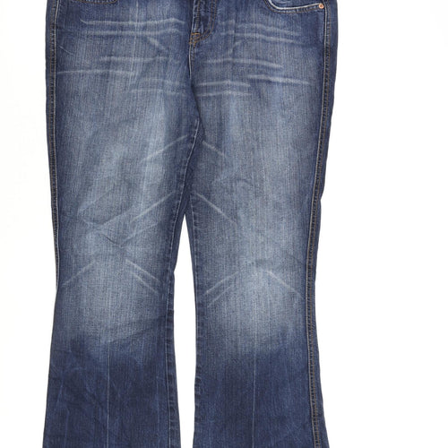 Denim & Co. Womens Blue Cotton Bootcut Jeans Size 18 L32 in Regular Zip