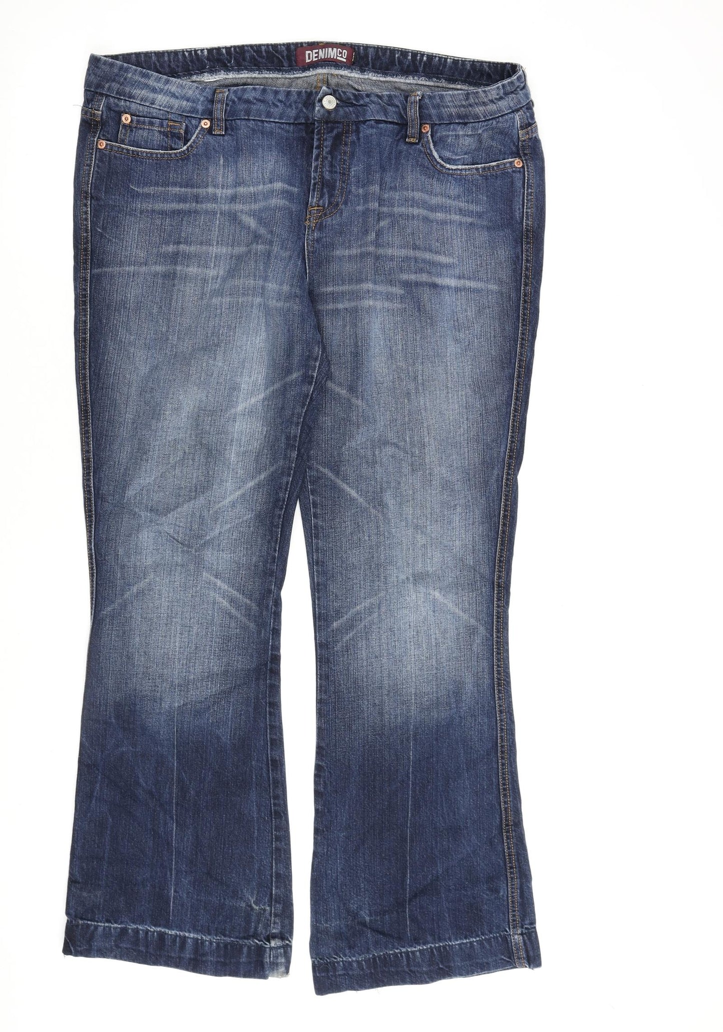 Denim & Co. Womens Blue Cotton Bootcut Jeans Size 18 L32 in Regular Zip