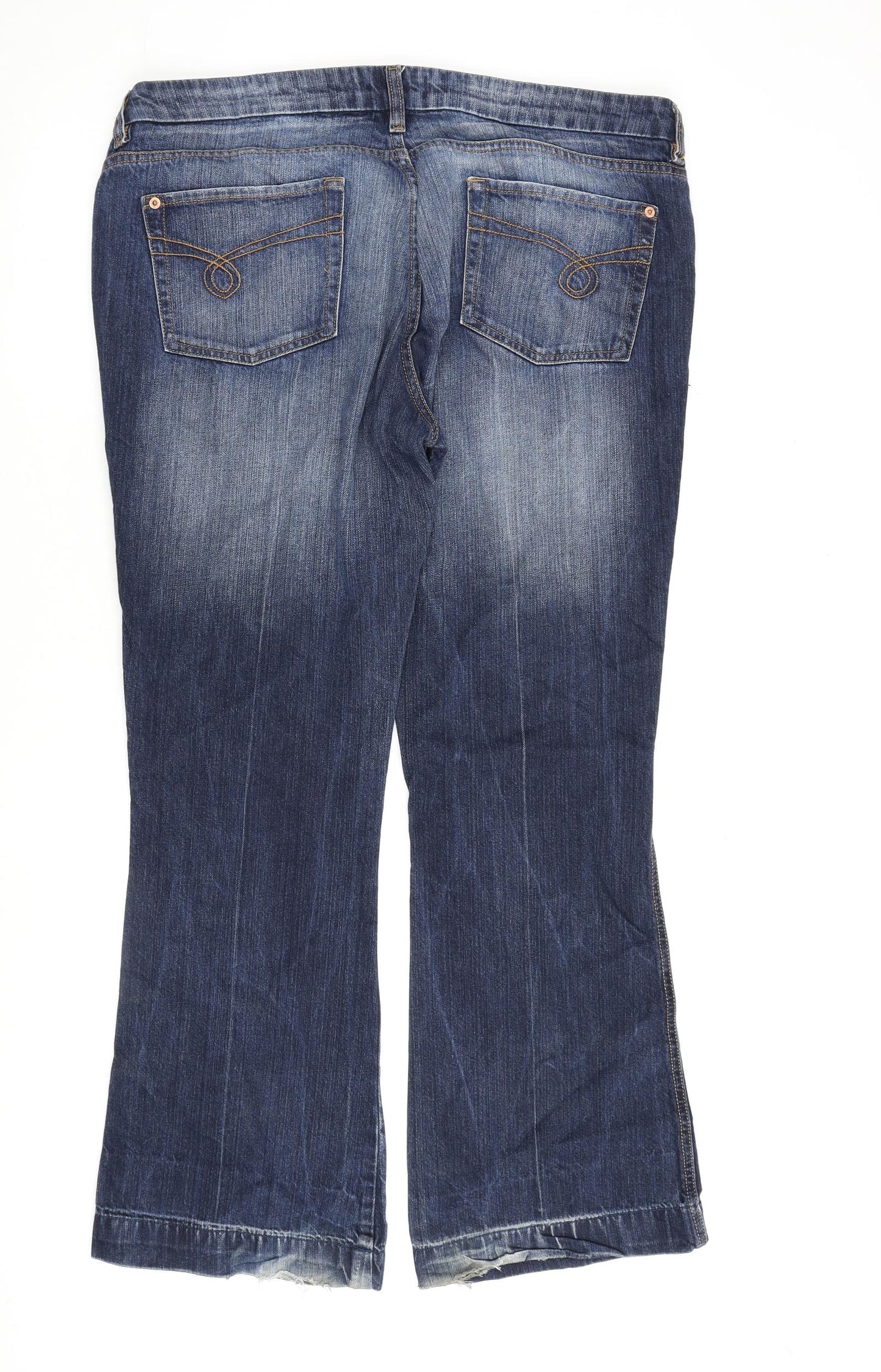Denim & Co. Womens Blue Cotton Bootcut Jeans Size 18 L32 in Regular Zip