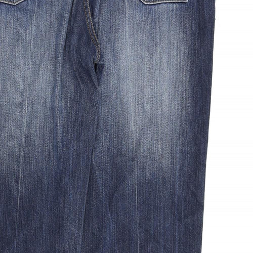 Denim & Co. Womens Blue Cotton Bootcut Jeans Size 18 L32 in Regular Zip