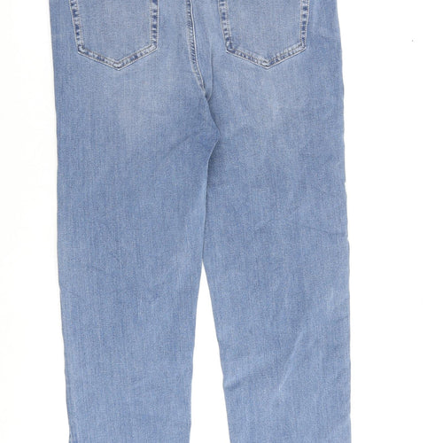 Marks and Spencer Womens Blue Cotton Straight Jeans Size 14 L28 in Regular Zip
