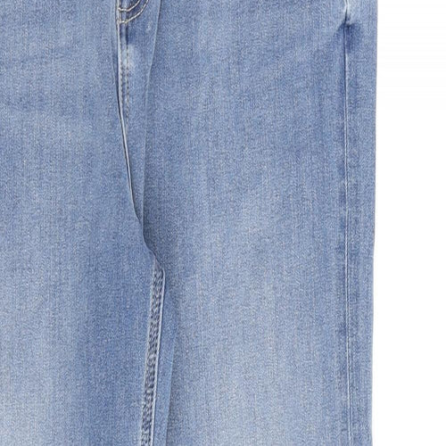 Marks and Spencer Womens Blue Cotton Straight Jeans Size 14 L28 in Regular Zip