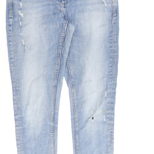 Zara Womens Blue Cotton Skinny Jeans Size 10 L26 in Regular Zip