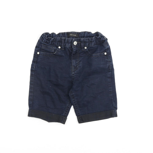 River Island Boys Blue Cotton Bermuda Shorts Size 7-8 Years Regular Zip