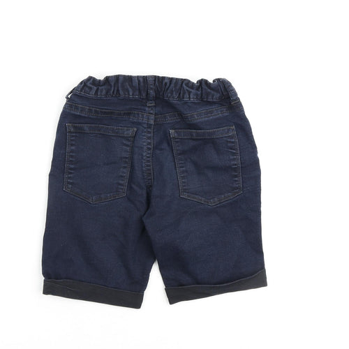 River Island Boys Blue Cotton Bermuda Shorts Size 7-8 Years Regular Zip